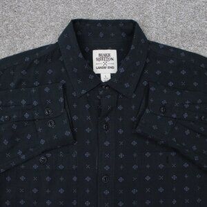 Blake Shelton x Lands' End AOP Shirt Mens Large‎ Black All Over Print Cotton L/S